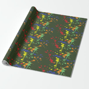 Army Green Paintball Party Splatter Wrapping Paper
