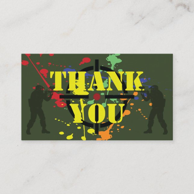 Army Green Paintball Party Thank You Advice Card (Front)
