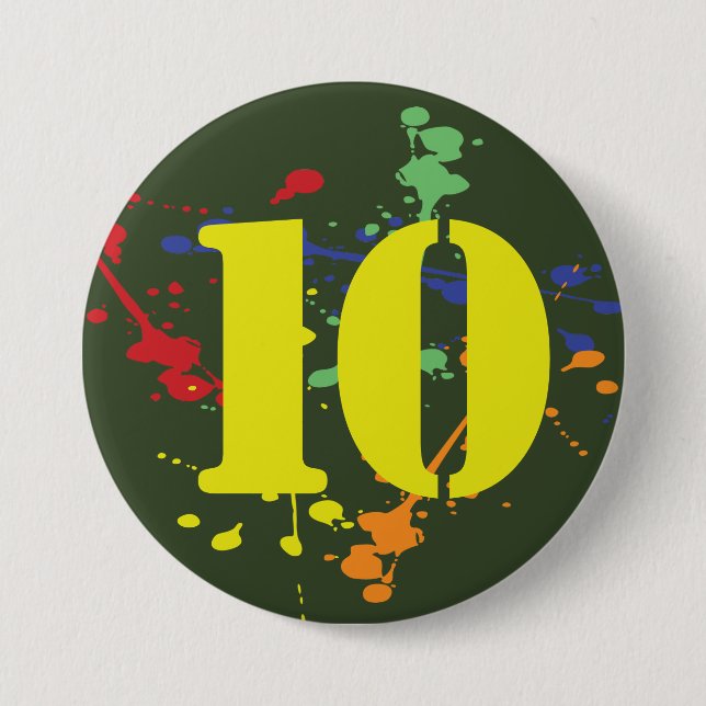 Army Green Paintball Theme Age Birthday Button (Front)