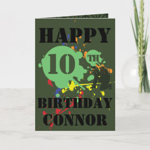 Army Green Paintball Theme Name & Age Birthday Card
