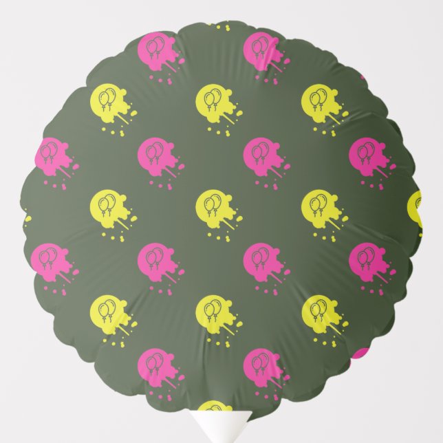 Army Green - Pink & Yellow Paintball Party Balloon (Front)