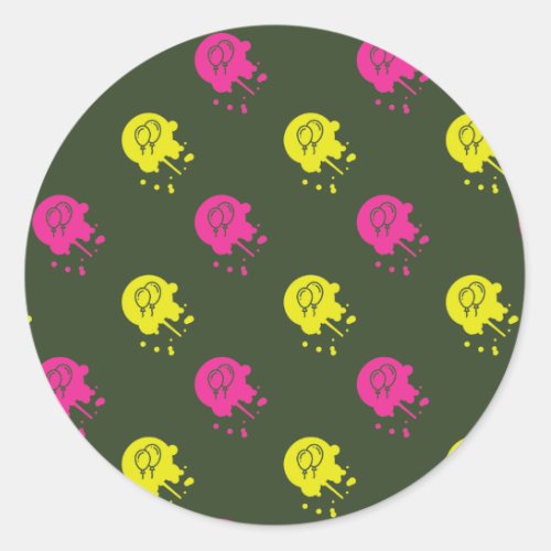 Army Green _ Pink  Yellow Paintball Party Classic Round Sticker