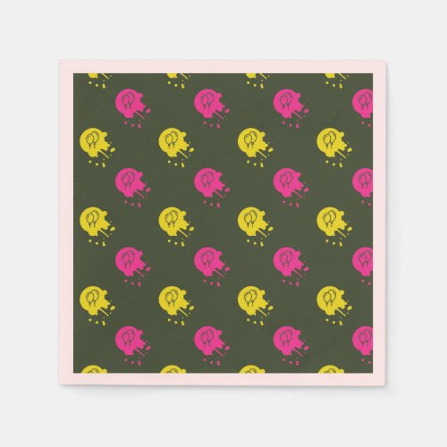 Army Green _ Pink  Yellow Paintball Party Napkins