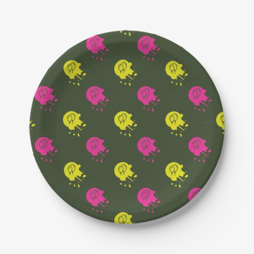 Army Green _ Pink  Yellow Paintball Party Paper Plates