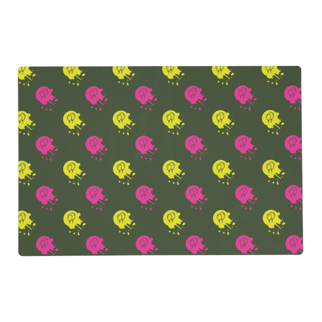 Army Green - Pink & Yellow Paintball Party Placemat (Front)