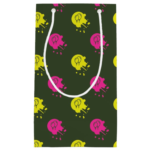 Army Green - Pink & Yellow Paintball Party Small Gift Bag (Front)