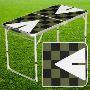Army Green Punk Rocker with Cup Triangles Tailgate Beer Pong Table