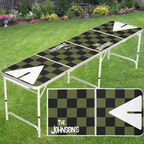 Army Green Punk Rocker with Name Beer Pong Table