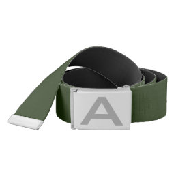 Army green reversible buckle belt with monogram
