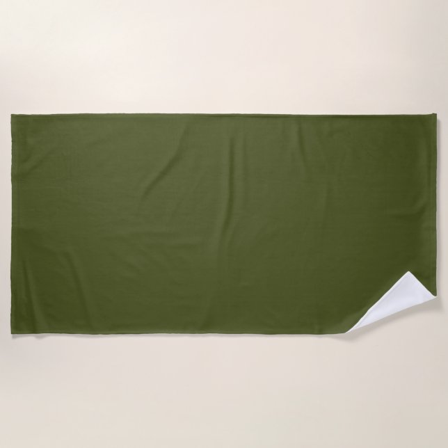 Army Green Solid Color Beach Towel (Front)
