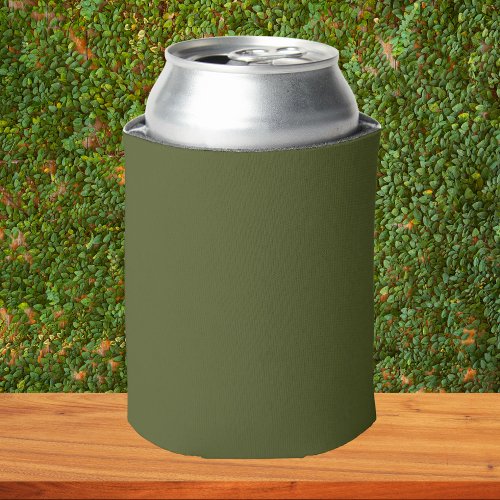 Army Green Solid Color Can Cooler