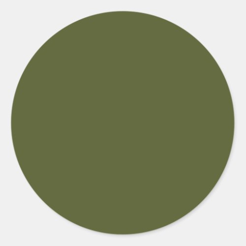Army green solid color  classic round sticker