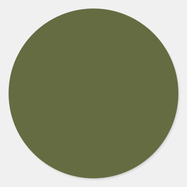 Army green (solid color)  classic round sticker (Front)