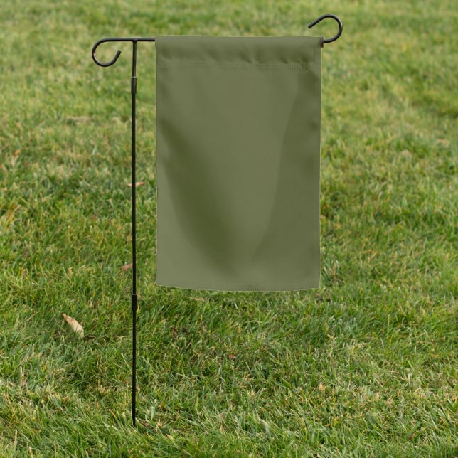 Army Green Solid Color Garden Flag (In SItu)