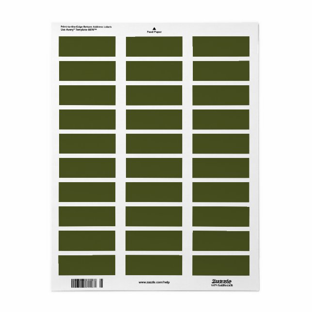 Army green (solid color)  label (Full Sheet)
