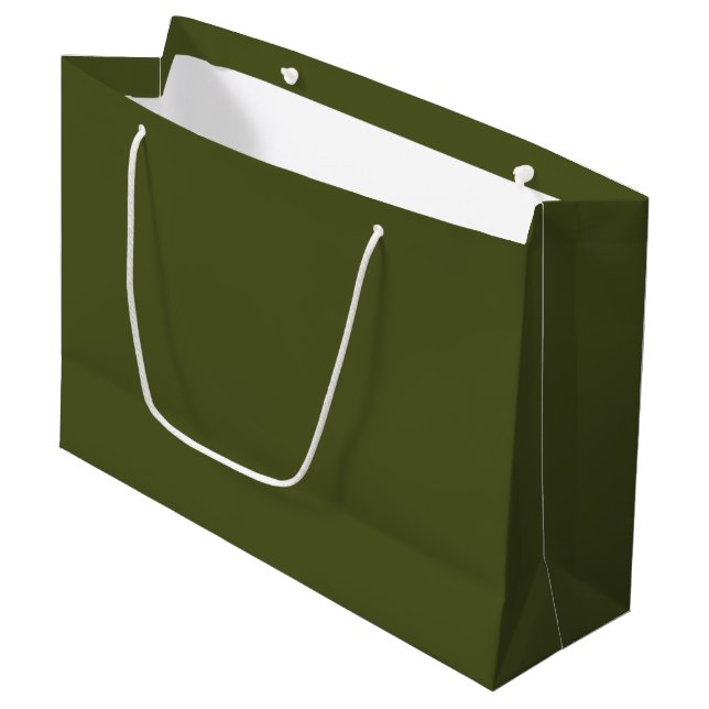 Army Green Solid Color Large Gift Bag (Front Angled)
