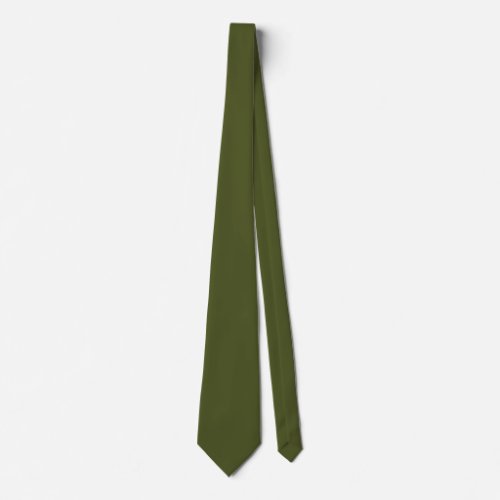Army green solid color neck tie