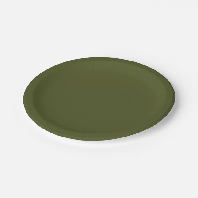 Army green (solid color)  paper plates (Angled)