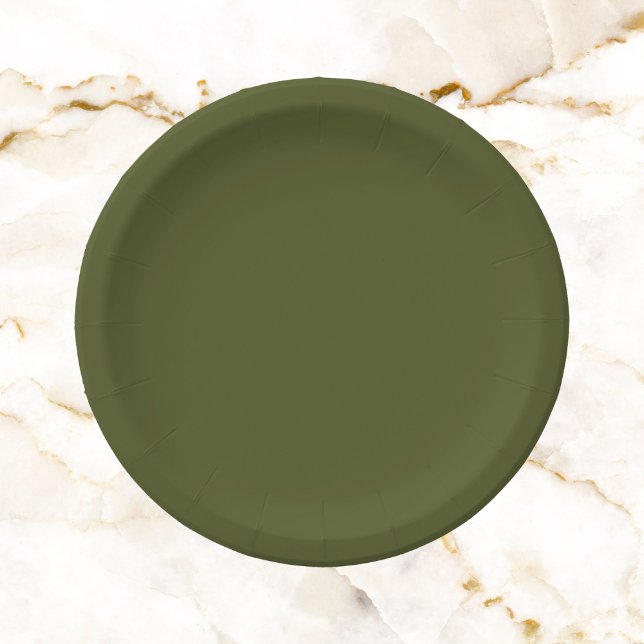 Army Green Solid Color Paper Plates (Creator Uploaded)