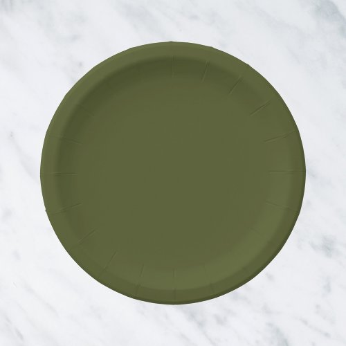 Army Green Solid Color Paper Plates