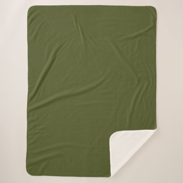 Army Green Solid Color Sherpa Blanket (Front)