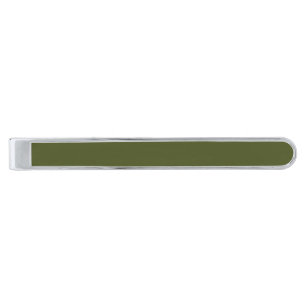 Army green (solid color) silver finish tie bar