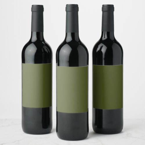 Army Green Solid Color Wine Label