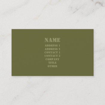 Army Green Stencil Monogram Business Card by Joyful_Expressions at Zazzle