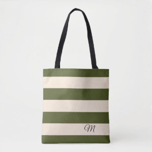 Army Green Stripes Tote Bag