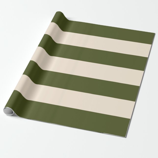Army Green Stripes Wrapping Paper (Unrolled)