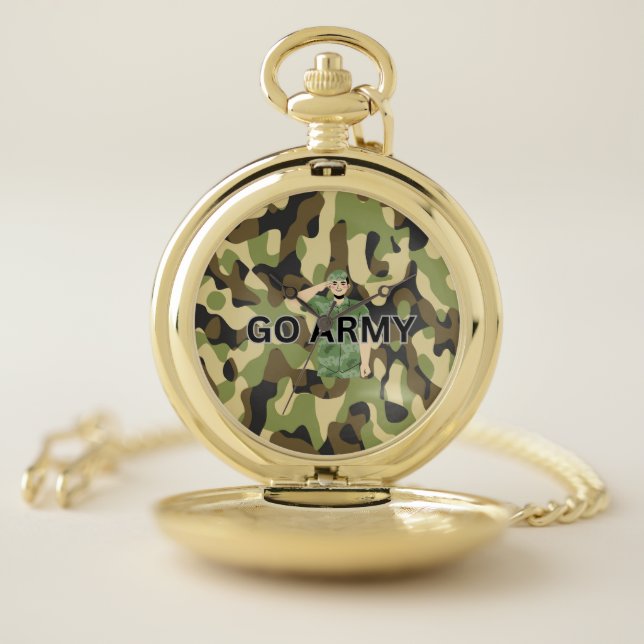  Army green uniform pattern design Pocket Watch (Inside)