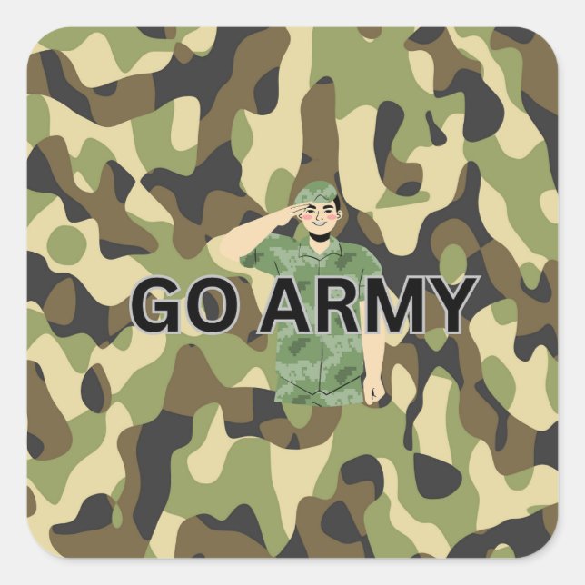  Army green uniform pattern design Square Sticker (Front)