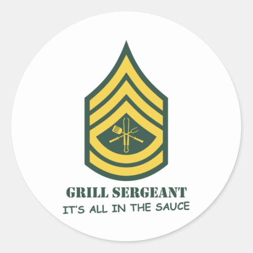 Army Grill Sergeant Classic Round Sticker