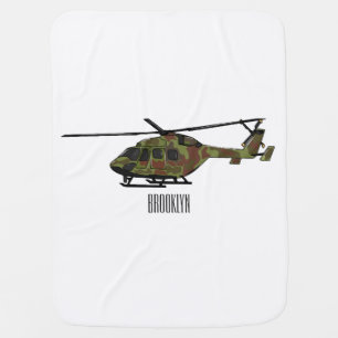 Army helicopter cartoon illustration  baby blanket