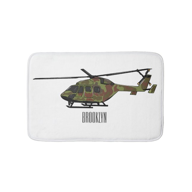 Army helicopter cartoon illustration  bath mat (Front)