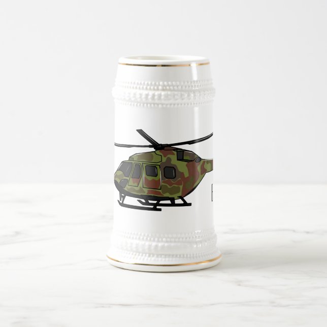 Army helicopter cartoon illustration  beer stein (Center)
