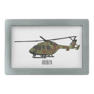 Army helicopter cartoon illustration belt buckle