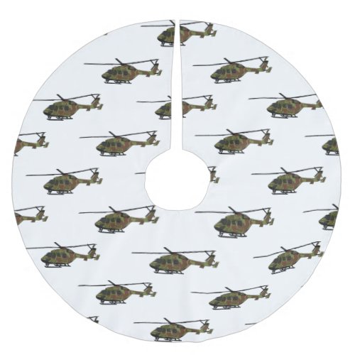 Army helicopter cartoon illustration  brushed polyester tree skirt