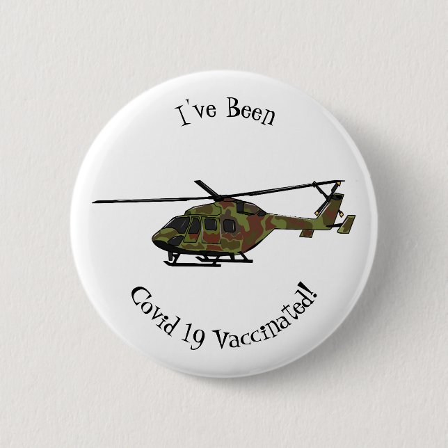 Army helicopter cartoon illustration  button (Front)