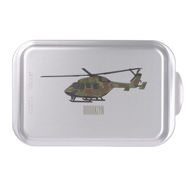 Army helicopter cartoon illustration  cake pan (Front)