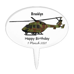 Army helicopter cartoon illustration cake topper