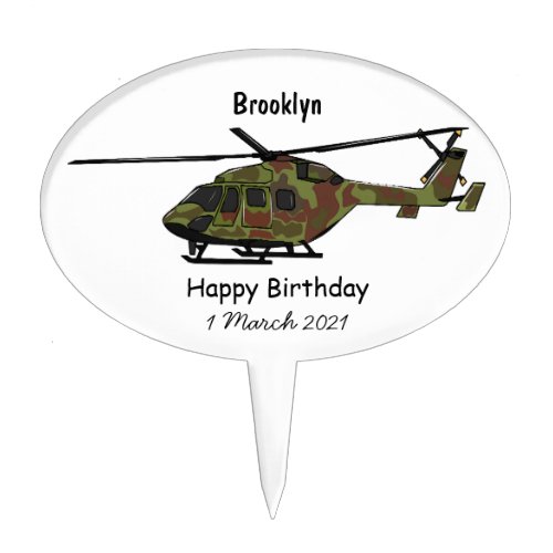 Army helicopter cartoon illustration  cake topper