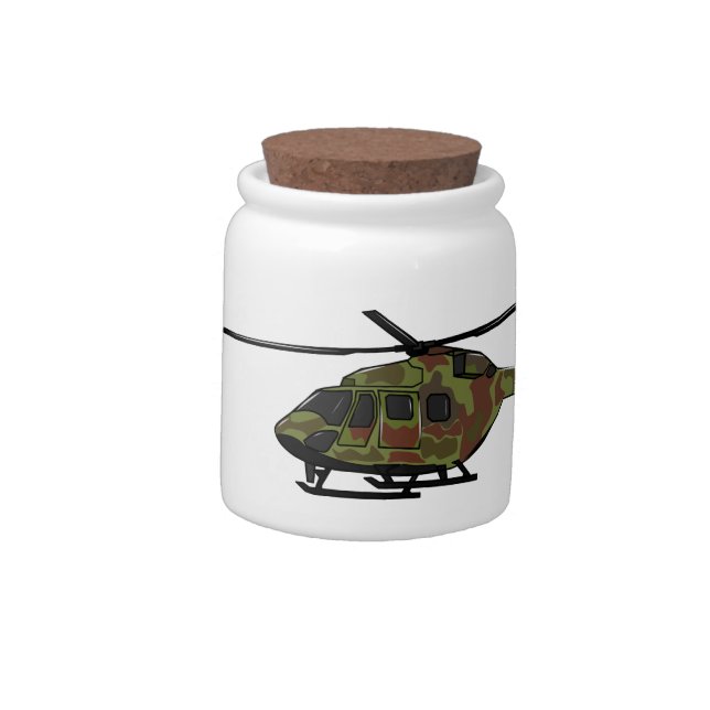 Army helicopter cartoon illustration  candy jar (Left)