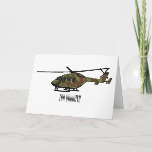 Army helicopter cartoon illustration  card