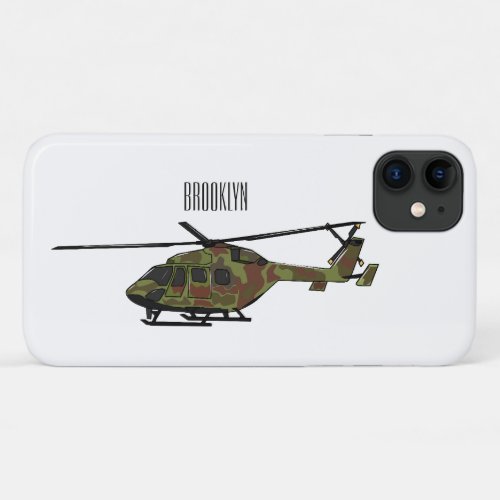 Army helicopter cartoon illustration  iPhone 11 case