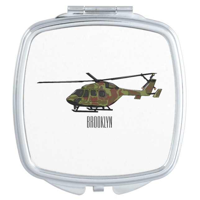 Army helicopter cartoon illustration  compact mirror (Front)