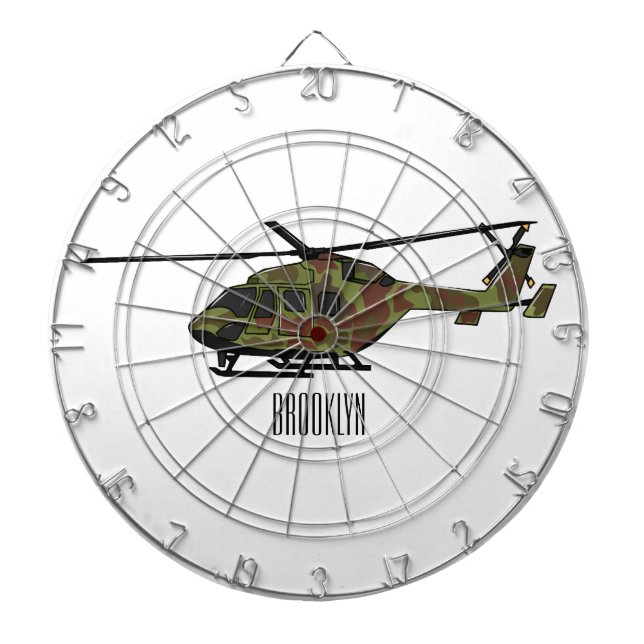 Army helicopter cartoon illustration  dart board (Front)