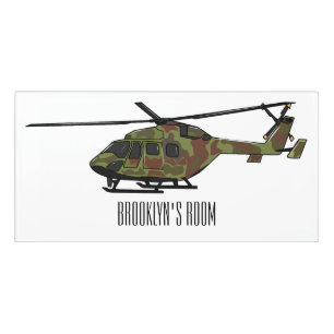 Army helicopter cartoon illustration door sign