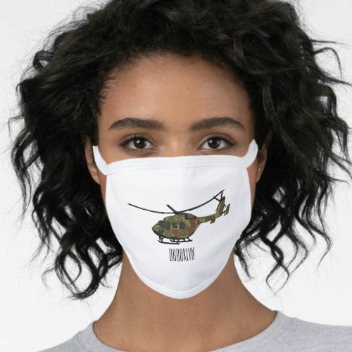 Army helicopter cartoon illustration face mask