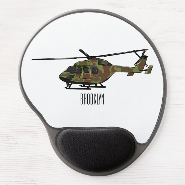 Army helicopter cartoon illustration  gel mouse pad (Front)